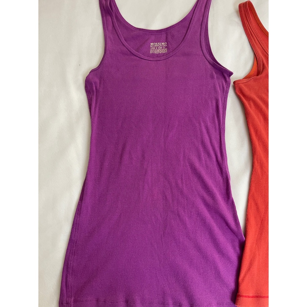 Mossimo Supply Co Long & Lean Ribbed Tank Tops 2 Pack Purple Orange Red Large - Picture 6 of 9